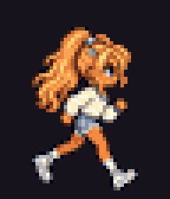 Pixel character running