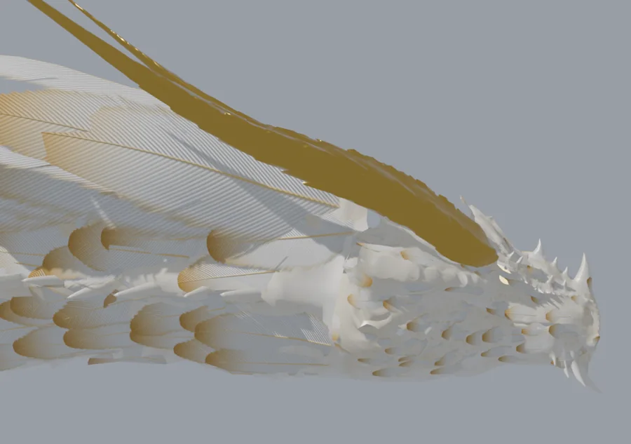 Dragon head with golden horns